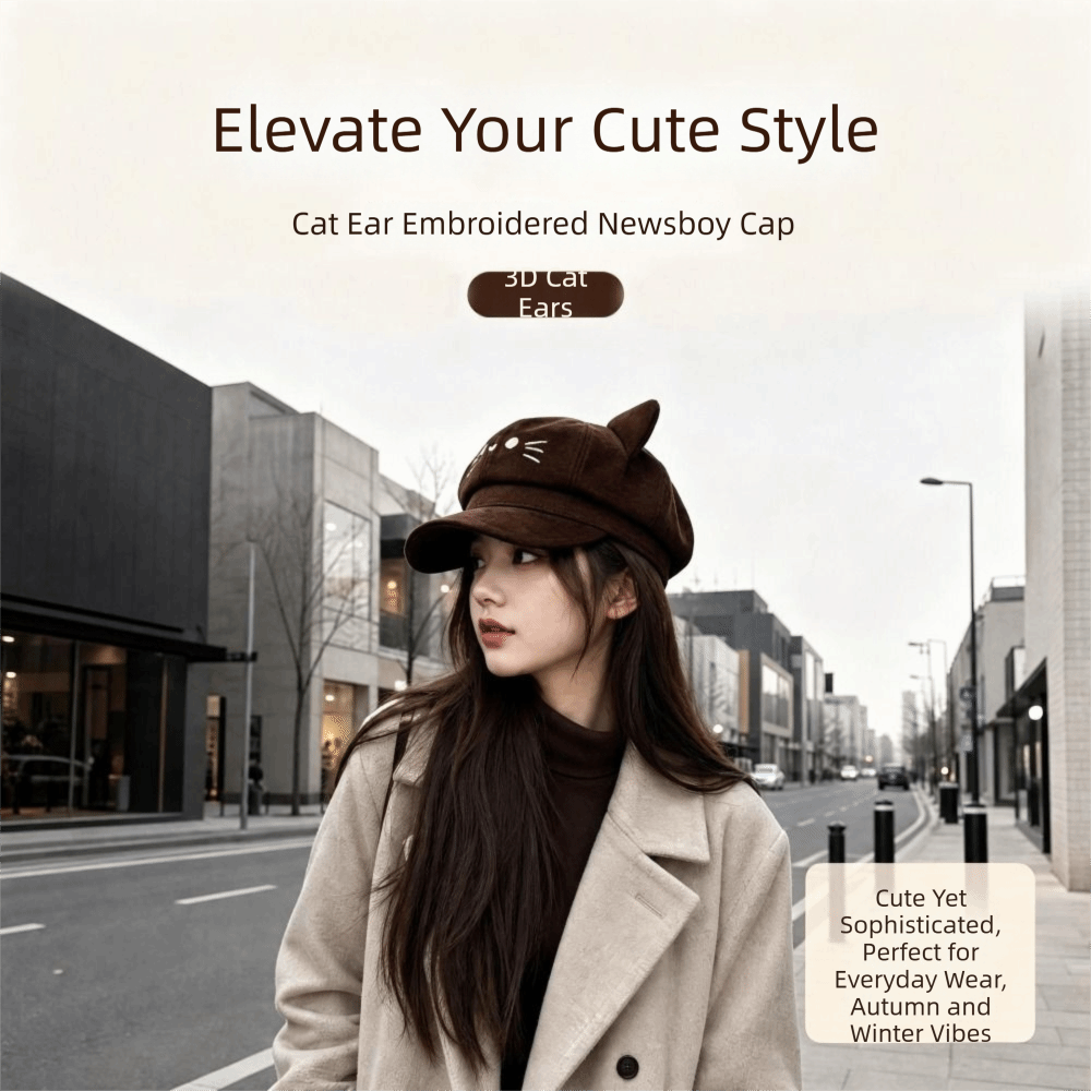 Embroidery Artist - Casual Embroidery Embroidered Cat Ears Beret