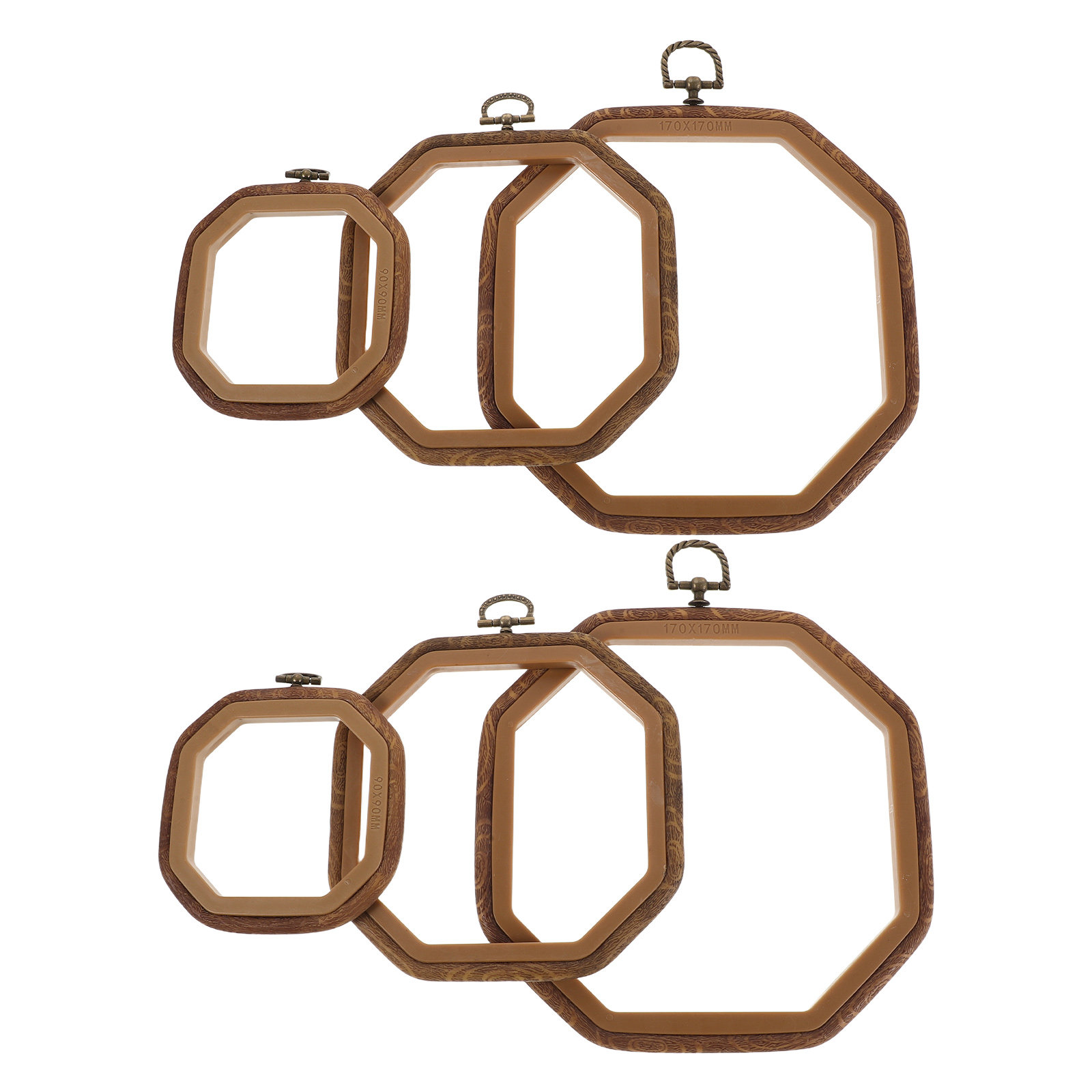 Embroidery Ring Sizes - 6Pcs Octagonal Embroidery Hoop Imitated Wood