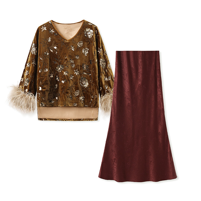 2025 Winter Feather Cuff Blous - Embroidery Blouse recension och pris