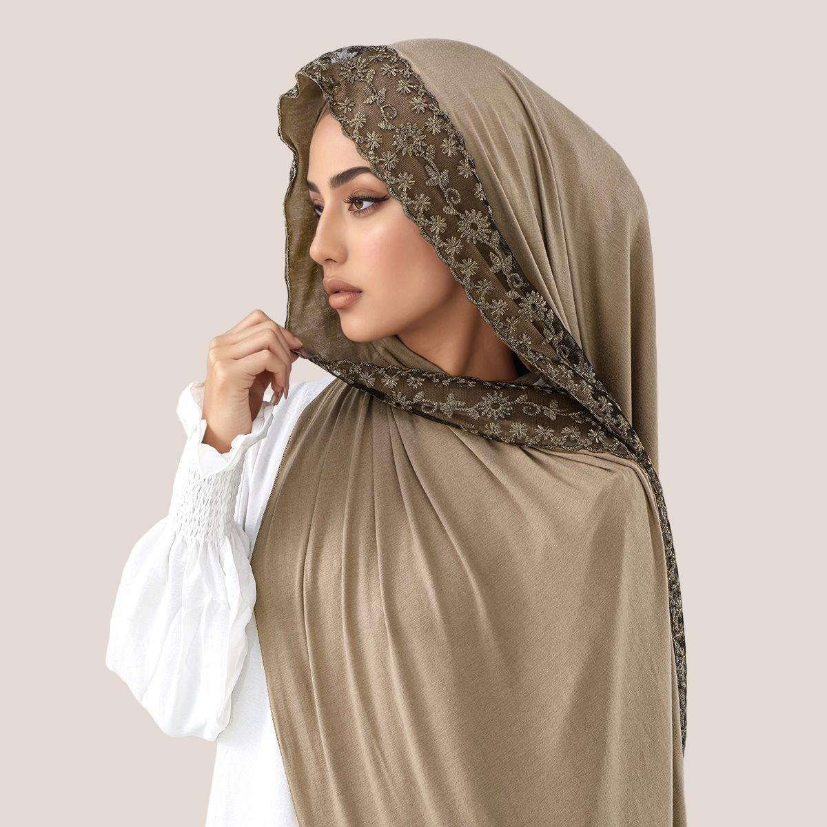 Lace Embroidery Cotton Jersey  - Embroidery Jersey recension och pris