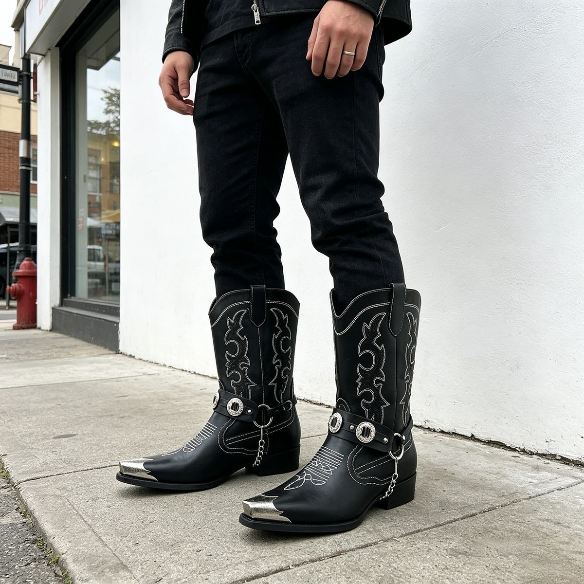 Men's Western Leather Boots wi - Embroidery On Leather recension och pris
