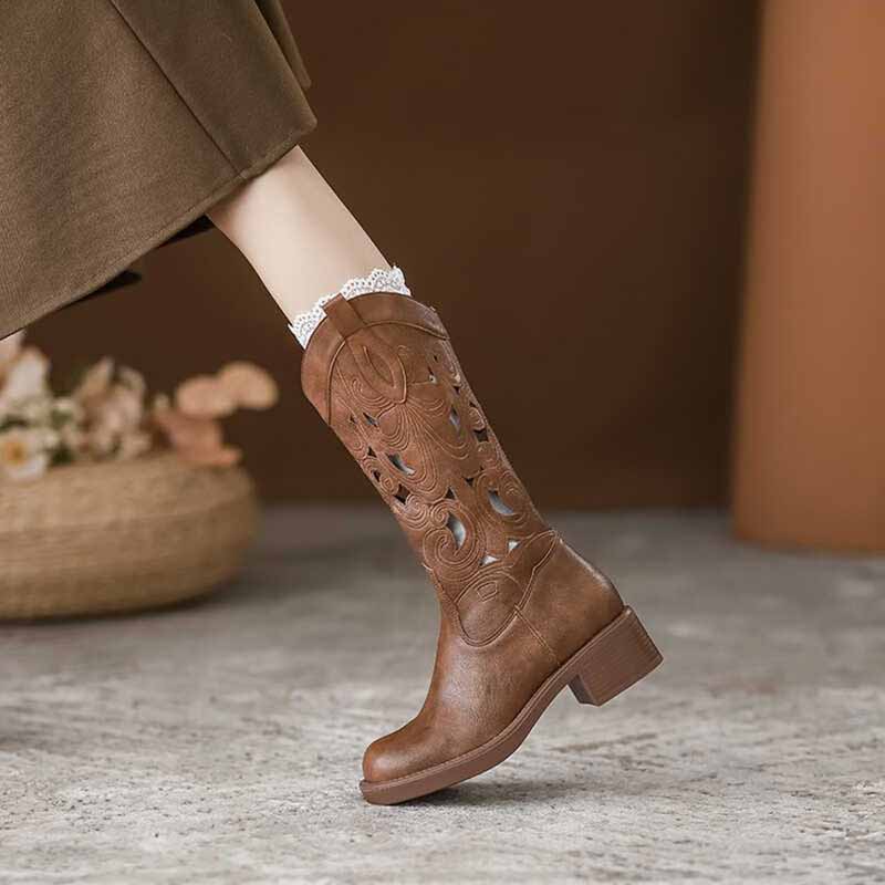 Fashion Retro Elegant Brown Co - Embroidery On Leather recension och pris