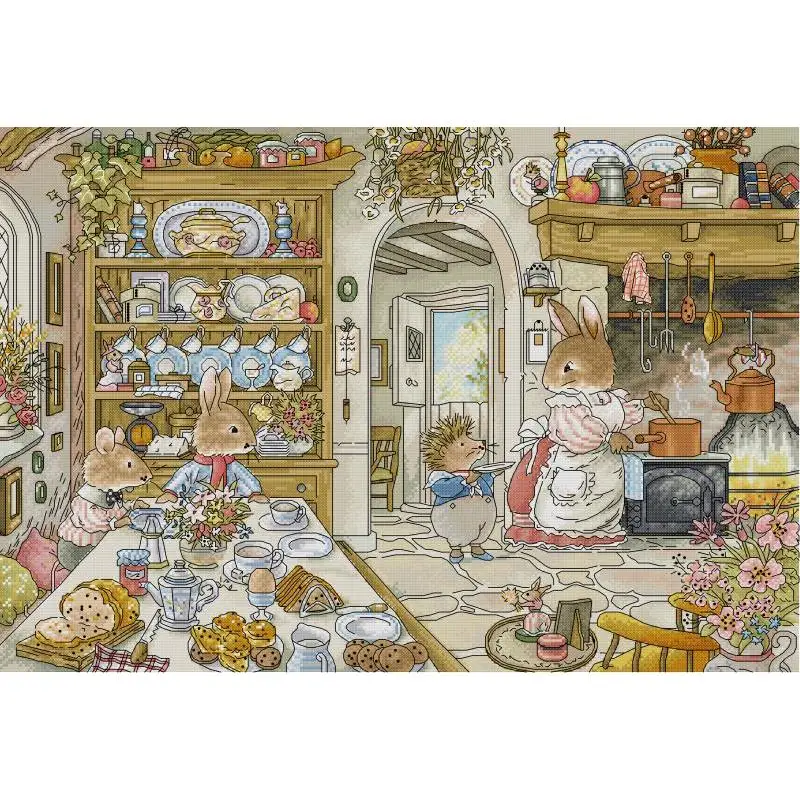 Rabbit's Kitchen Cartoon Anima - Embroidery Kitchen recension och pris