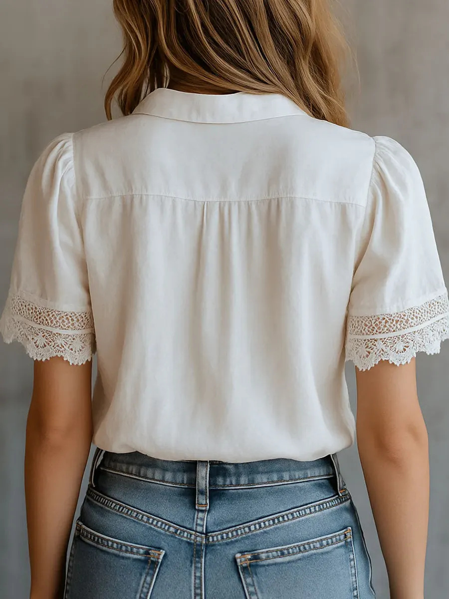 Elegant Women's Shirts Casual  - Embroidery Blouse recension och pris