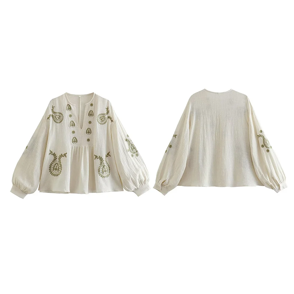 Womens New Loose Cotton Embroi - Embroidery Blouse recension och pris