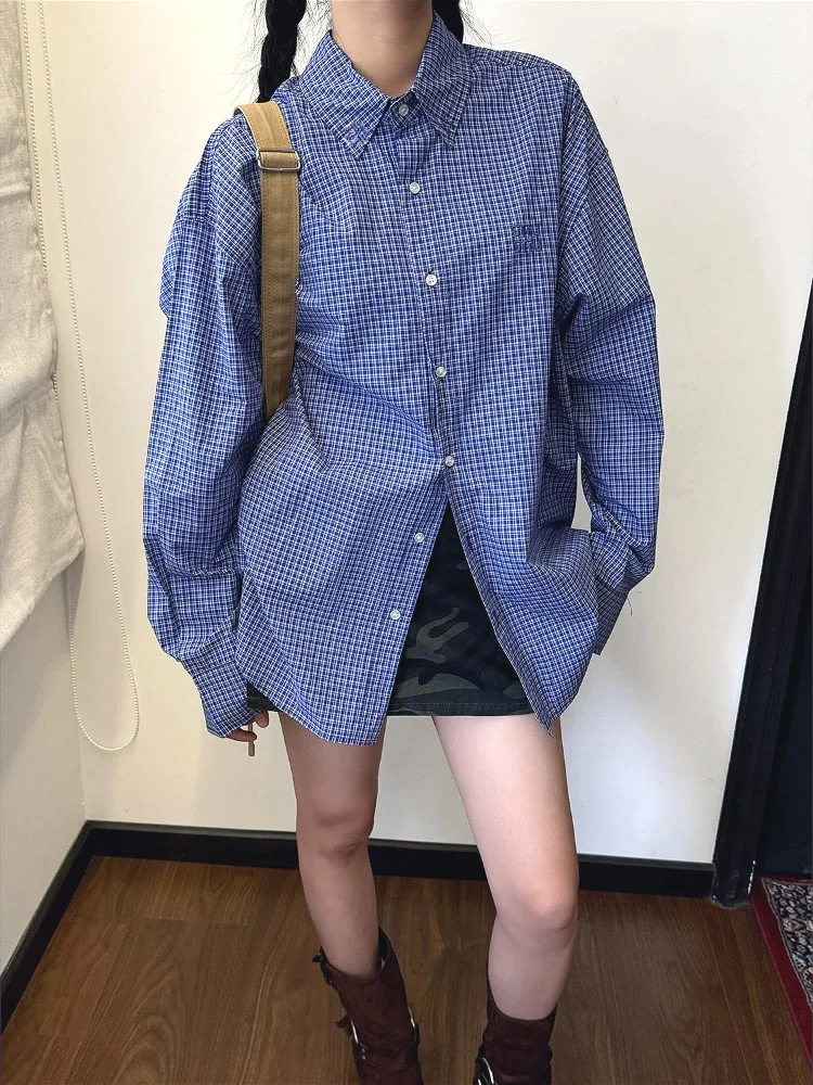 Vintage Blue Plaid Shirts for  - Embroidery Jersey recension och pris