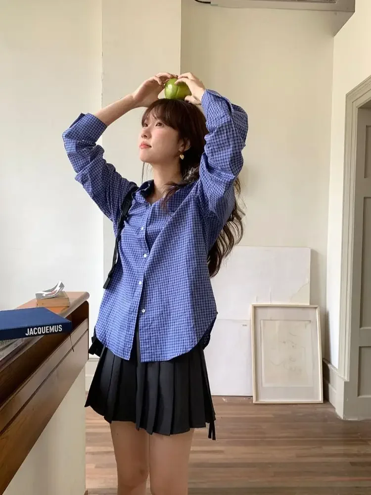 Vintage Blue Plaid Shirts for  - Embroidery Jersey recension och pris