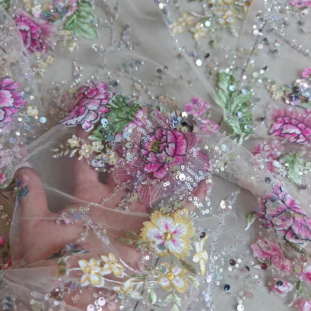 1M 120Cm Wide Luxury Beaded La - Embroidery Jersey recension och pris
