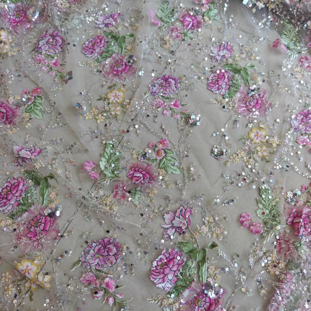 1M 120Cm Wide Luxury Beaded La - Embroidery Jersey recension och pris