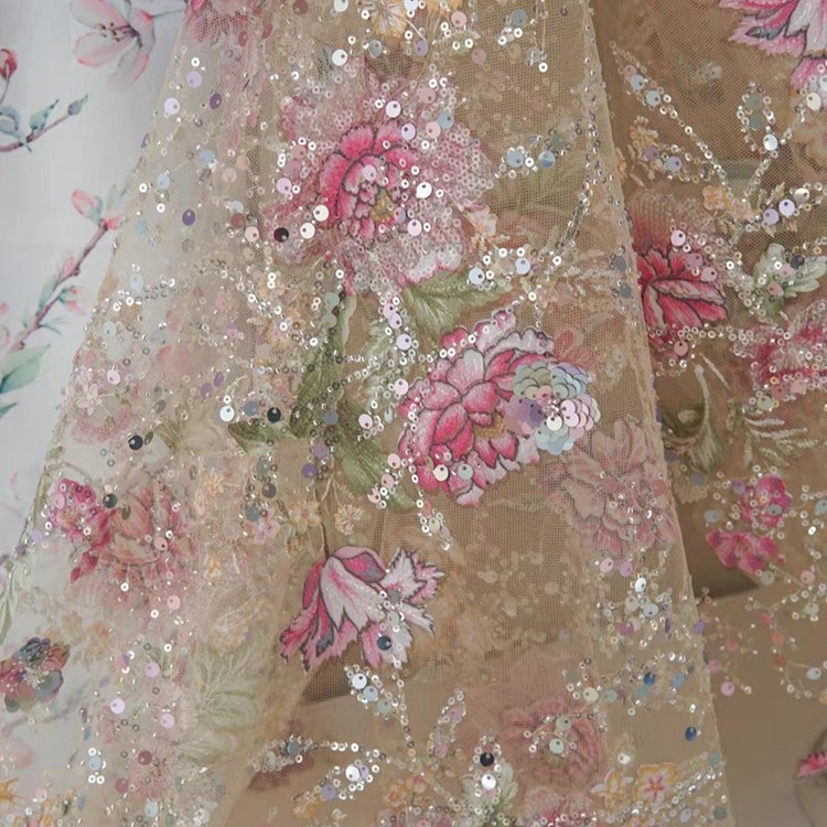 1M 120Cm Wide Luxury Beaded La - Embroidery Jersey recension och pris