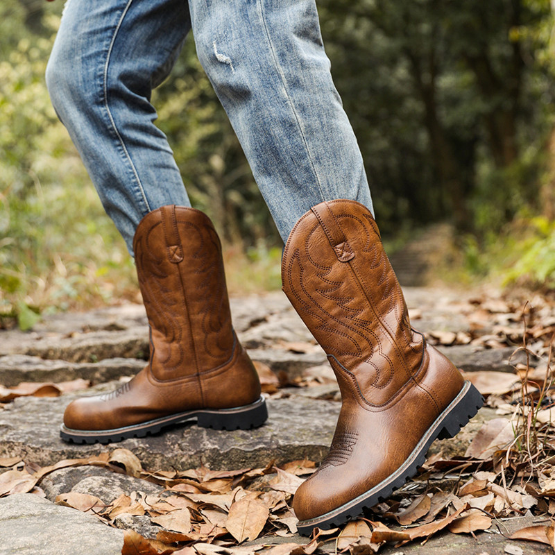 Men's Boots Classic Handmade E - Embroidery On Leather recension och pris