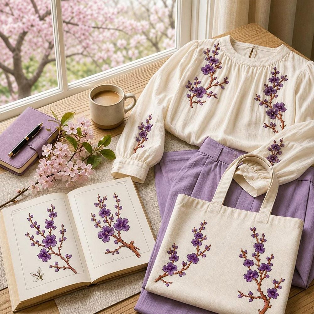 DIY Cherry Blossom Iron On Pat - Embroidery Patch recension och pris
