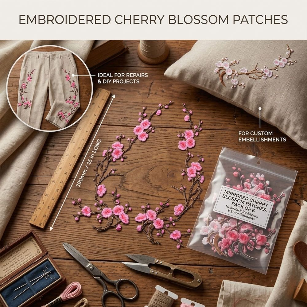 DIY Cherry Blossom Iron On Pat - Embroidery Patch recension och pris