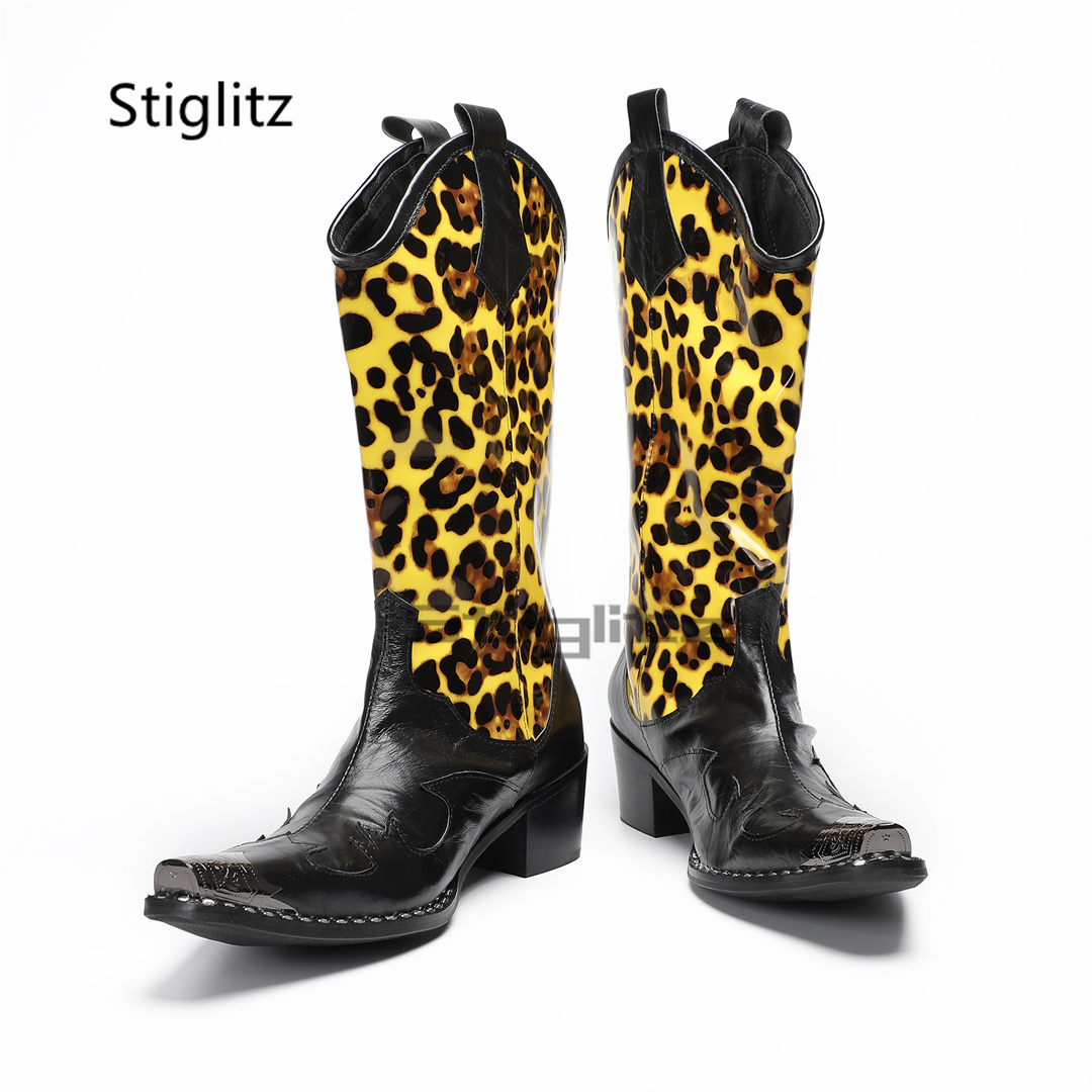 Men's Leopard Print Riding Boo - Embroidery On Leather recension och pris