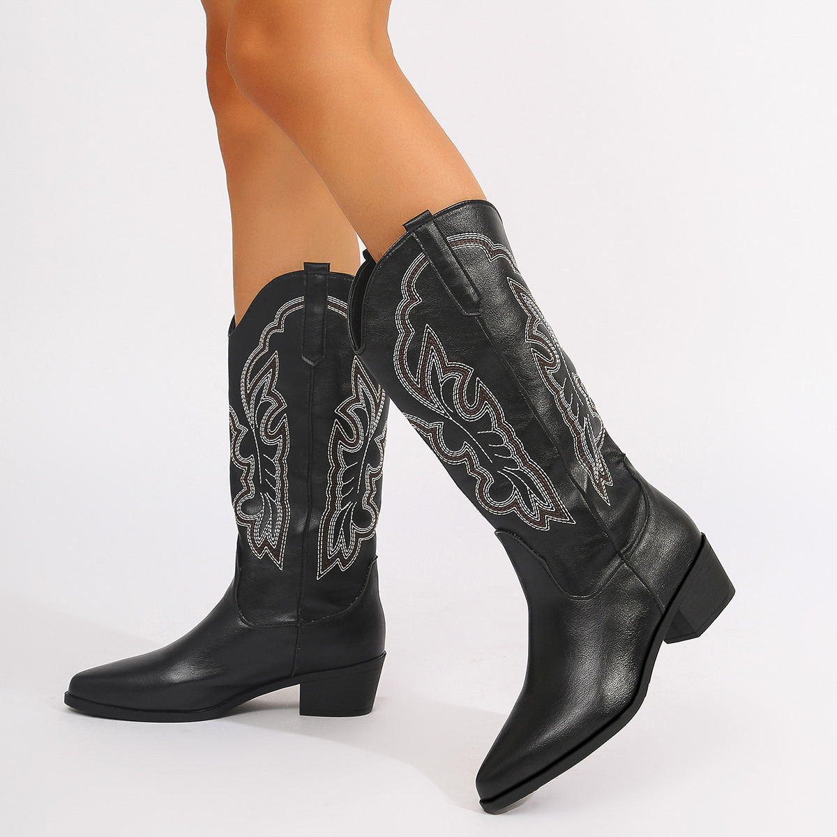 Plus Size 43 Block Heels Mid-c - Embroidery On Leather recension och pris