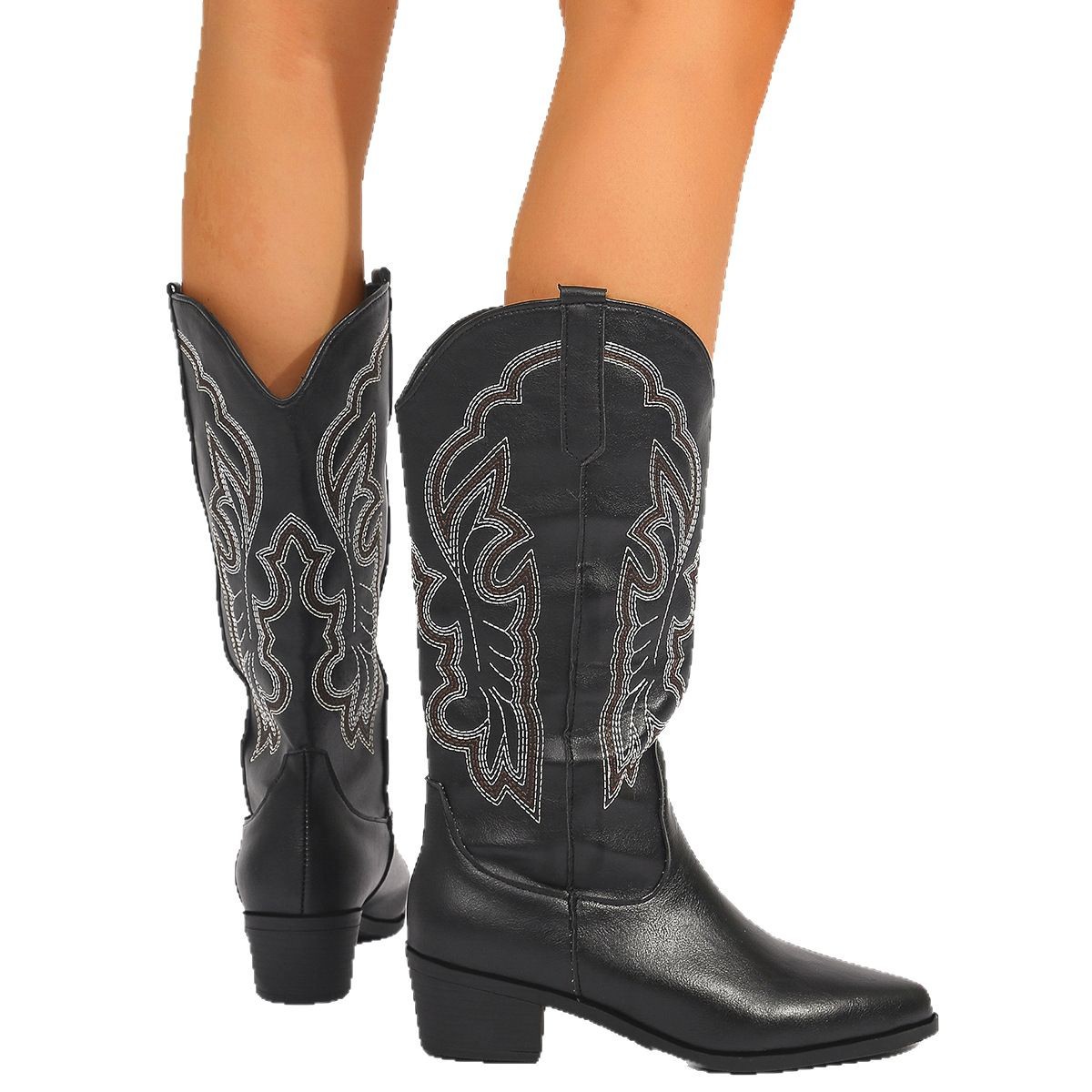 Plus Size 43 Block Heels Mid-c - Embroidery On Leather recension och pris