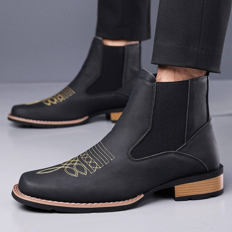 Luxury Men's Chelsea Boots Hig - Embroidery On Leather recension och pris