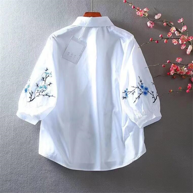 White Embroidered Shirt Women  - Embroidery Blouse recension och pris